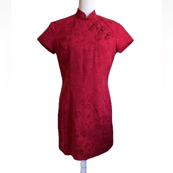 Rampage Dresses & Skirts - Vintage Y2K Rampage Cheongsam Dress 9 Red Floral Asian Grunge USA Qipao NWT